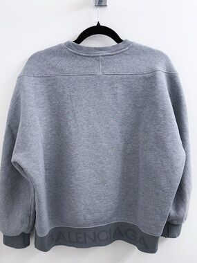 Balenciaga Light Grey Crewneck Sweatshirt with Logo Hem